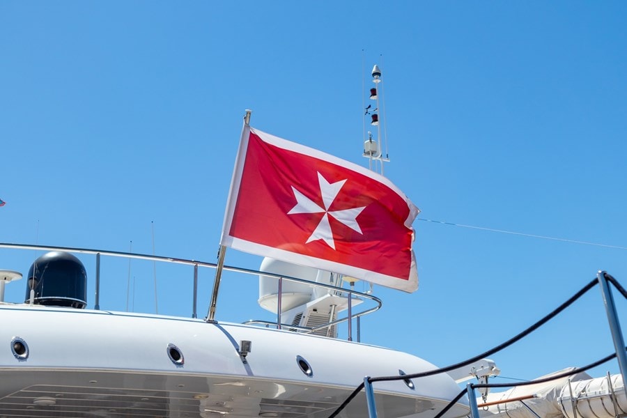 yacht with Malta flag